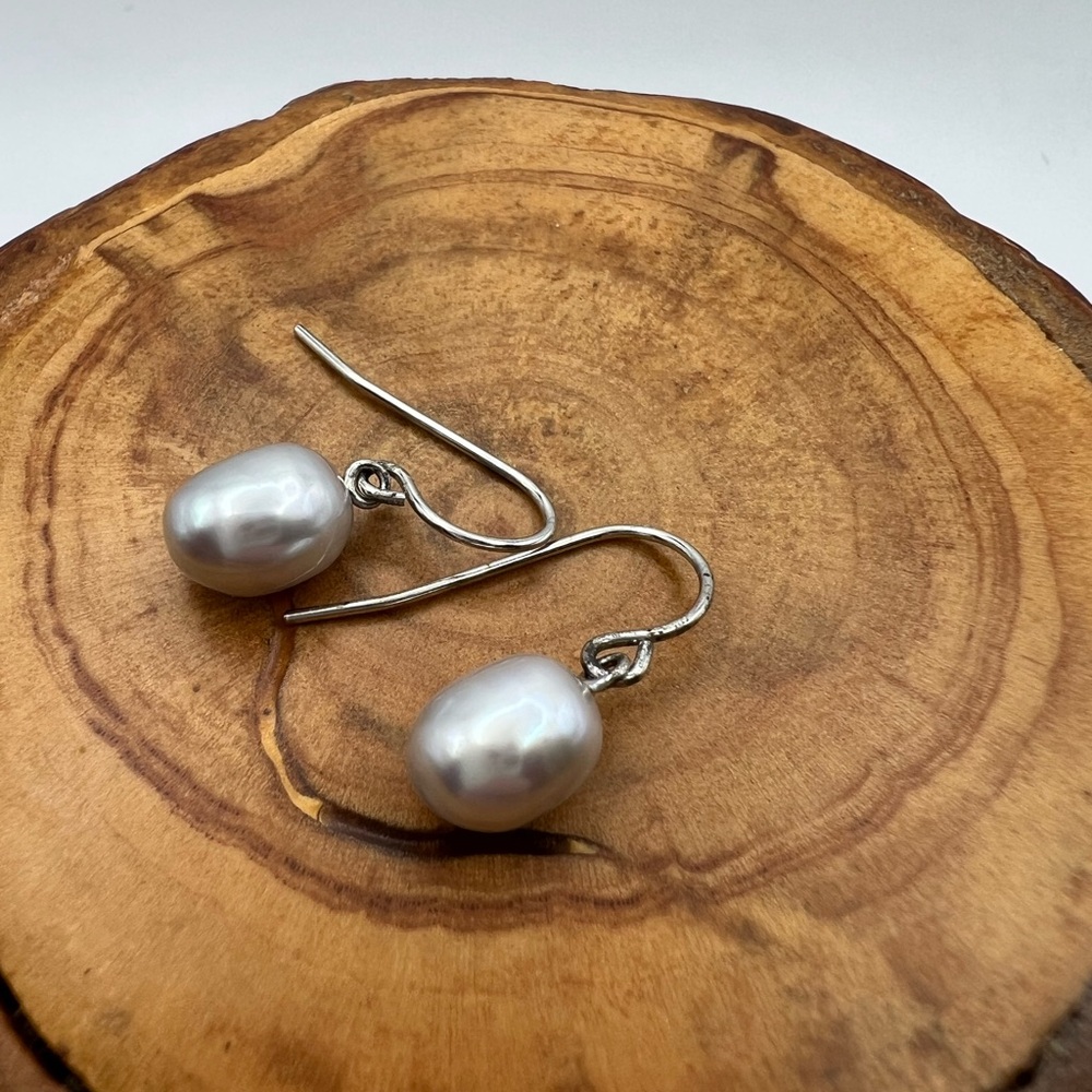 Elegant Pearl Drop Earrings on Sterling Posts